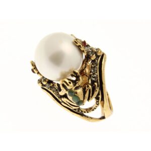 prezioso anello made in italy con swarovski e perla