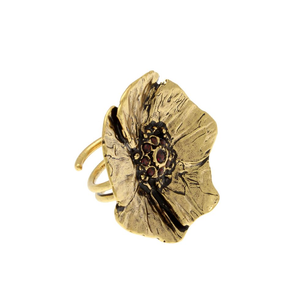 Spilla bigiotteria vintage ottone metallo dorato con fiori perle
