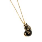 Collana artigianale a forma di pantera con sfera di onice