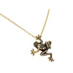Collana con ciondolo a forma di rana con swarovski e pietre dure