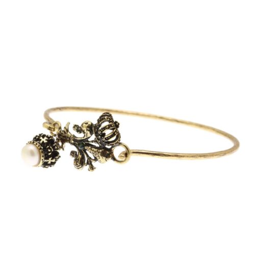 Bracciale di bigiotteria artigianale a forma di giglio con perla