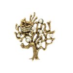 spilla con albero e gufo, con perle e brillanti