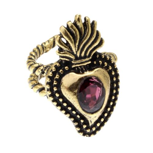 Anello Cuore Sacro con granato - immagine 1