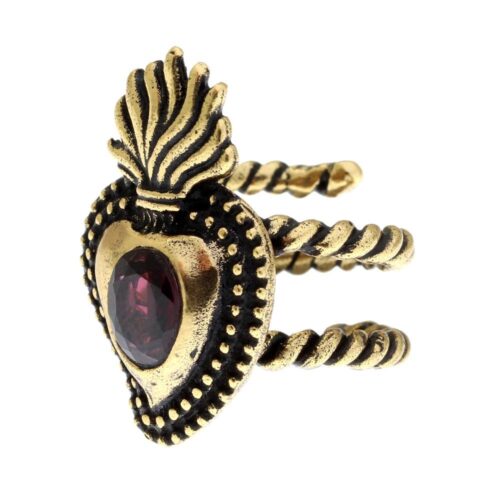 Anello Cuore Sacro con granato - immagine 2