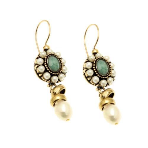 Orecchini Classici Smeraldo e Perla - immagine 2