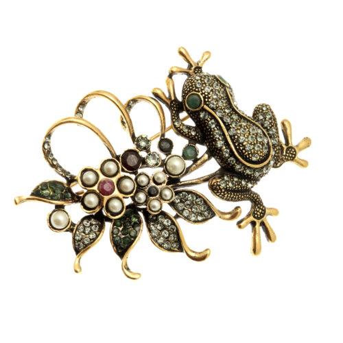 Spilla Rana tra Fiori