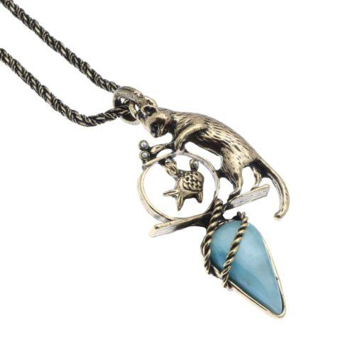 Collana Gatto con Larimar - immagine 1