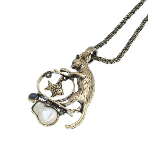 Collana Gatto con Perla - immagine 3
