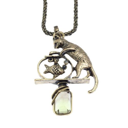 Collana Gatto con Quarzo Limone - immagine 2