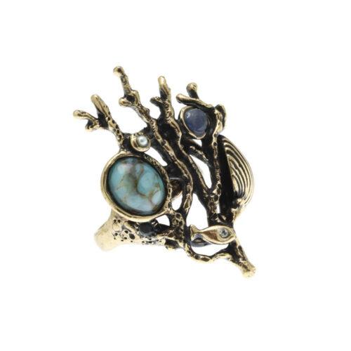 Anello Barriera Corallina con Turchese - immagine 3