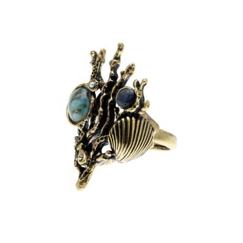 Anello Barriera Corallina con Turchese - immagine 2